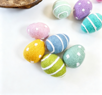 Œufs de Pâques en feutre de laine pastel avec rayures à pois, boules de feutre couleur macaron pour la confection de couronnes DIY, accessoires de décoration de Pâques