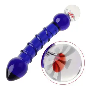 New Designed 7.67 inch Blue Glass Penis Women Massager Crystal Dildo Glass Dildo Anal Plug For Couples