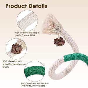 HIPHOPPET BSCI 70cm corda di cotone giocattoli da masticare per gatti resistente al morso e resistente ai denti per pulire le serie interattive di colori giocosi - Product Image 3