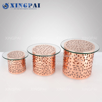 XINGPAI Offre Spéciale Décoration De Mariage Trois Niveaux De Luxe Buffet Alimentaire Présentoir En Acier Inoxydable Cylindre Stands Pour La Fête