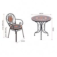 Ensemble de table et chaises de balcon en fer de style européen, trois pièces, pour cour extérieure, table et chaises de thé en mosaïque pour le loisir