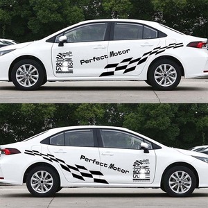4PCS Décalcomanies universelles en vinyle pour carrosserie de voiture de style course Personnalité à carreaux Personnalité Rally Stripes <span class=keywords><strong>Stickers</strong></span> - Product Image 5