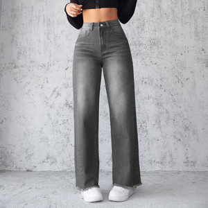Jeans a <span class=keywords><strong>Vita</strong></span> <span class=keywords><strong>Alta</strong></span> da <span class=keywords><strong>Donna</strong></span>, <span class=keywords><strong>Pantaloni</strong></span> Larghi in Denim, Gamba Dritta - Product Image 5
