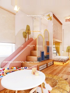 Letto per bambini in legno massello con scivolo, completamente personalizzabile per la cameretta delle bambine, con contenitore, con possibilità di alternanza tra letto superiore e inferiore. - Product Image 1