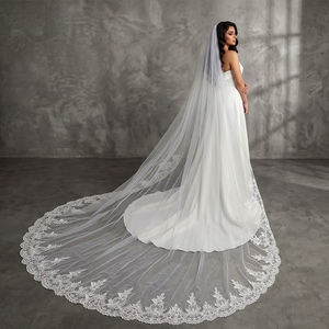 <span class=keywords><strong>Voile</strong></span> de mariée LUOXIN longueur cathédrale avec bordure en dentelle, élégant <span class=keywords><strong>voile</strong></span> de mariage grandiose pour robe de mariée - Product Image 2