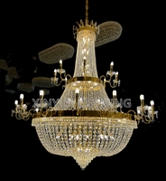 Décoration de mariage entrée du hall de la villa antique or argent escalier mosquée empire luxe grand lustre suspension en cristal