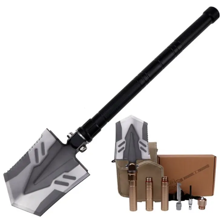 New stainless steel camping folding shovel small mini Survival multifunctional foldable shovel