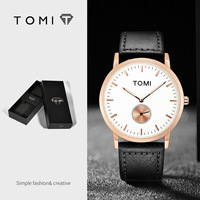 Montres à quartz romantiques pour couples TOMI T072 T073, boîtier en alliage de luxe, bracelet en cuir, montre pour cadeau, montres pour amoureux, montres pour affaires