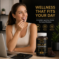 Gummies de Shilajit : Complément Alimentaire Pur de l'Himalaya pour Adultes, Améliore l'Immunité, 60 unités, Marque Privée, OEM, ODM, Fournisseur en Bouteilles