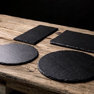 Nuovi <span class=keywords><strong>Prodotti</strong></span> Ristorazione Piastre di Ardesia, rotonda di pietra ardesia nera piatto cena con la lama, giapponese Decorazione di Cerimonia Nuziale Piatti E Piastra - Product Image 1