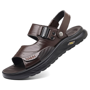 รองเท้าแตะหนังผู้ชายสีน้ำตาลพื้นหนาแบบติดเวลโครรองเท้าชายหาดลำลองแบบสวมแบบแบนยี่ห้อสปอร์ต้า - Product Image 5