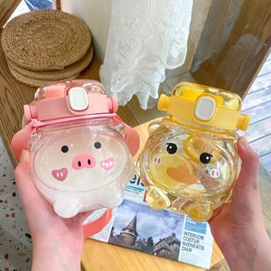 Cute Pig And Duck Water <b>Bottle</b> For Kids With Straw Large Capacity Children's Drinkware Back To School Plastic Cup - Product Image 3