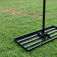 Râteau à gazon à roulettes en acier renforcé avec 0 dents, outil de nivellement pour jardinage DIY, support OEM