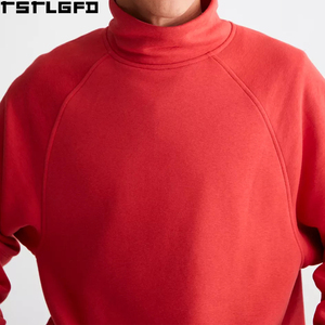Custom Articulated Mock Neck Sweatshirt <b>Men</b> Heavyweight <b>Red</b> Ergonomic Seam <b>Jumper</b> <b>Men'S</b> Hoodies & Sweatshirt Manufacturers - Product Image 5