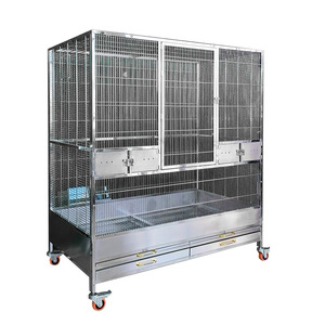 Lồng chim bằng thép không gỉ 304 tùy chỉnh, chống lông rụng, màu hồng xám, cỡ trung bình lớn, dành cho vẹt, kiểu dáng chắc chắn, đóng mở bằng nút, hàng thật - Product Image 1