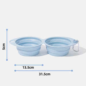 ชามอาหารสุนัขแบบพกพา 2-in-1 รุ่นใหม่ ทนทาน ซิลิโคนกันน้ำ รูปทรงโค้ง พับเก็บได้ น้ำหนักเบา พร้อมตะขอเกี่ยว - Product Image 2