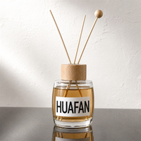 Bouteille en verre vide pour diffuseur d'arômes 200 ml avec bouchon boule en bois, logo personnalisé, vente en gros usine