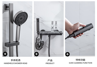 Ensemble de douche mural contemporain en laiton, design moderne et minimaliste, avec commandes à touches de piano, pour salle de bain, kit de douche domestique amélioré pour eau froide et chaude