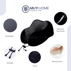 Kit cuscino da viaggio in Memory Foam morbido cuscino per il collo in seta e cotone con borsa per il trasporto per viaggi confortevoli - Product Image 4