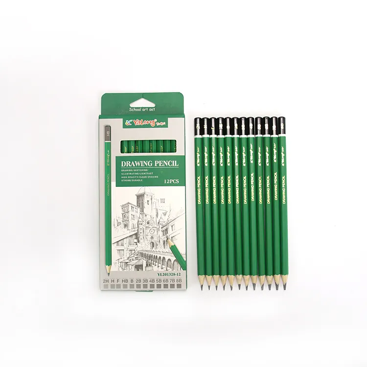 Yalong 전문 고품질 드로잉 연필 아트 쓰기 나무 연필 스케치 연필 세트 문구