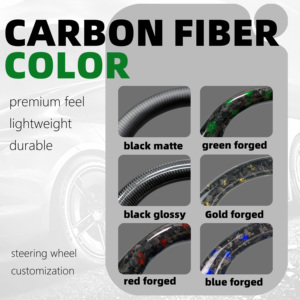 Volant chauffant en <span class=keywords><strong>fibre</strong></span> de carbone forgé véritable de style course personnalisé compatible avec les modèles Dodge Challenger Charger de 2015 à 2020 - Product Image 3