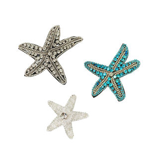 섬세한 불가사리 자수 비즈 장식 패치 핑크 라인스톤 불가사리 패치 코트, 티셔츠, 의류 장식용 패치 - Product Image 5