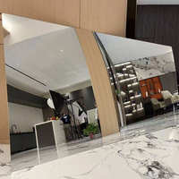 Miroir flexible haute définition en PET avec placage de bois de bambou et charbon de bois, étanche, 1220*2440mm, pour la décoration intérieure des halls et des KTV