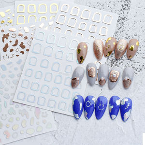El más nuevo Simple láser oro plata Color vaca patrón Nail Art Sticker Gold Edge Hollow Border Sticker - Product Image 1