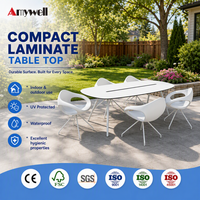 Plateau de table compact en stratifié Amywell, moderne, carré, résistant aux UV, écologique, durable, 15 mm, pour intérieur/extérieur, imperméable, mobilier de maison