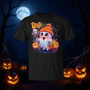 Camiseta de Halloween con diseño de fantasma para niños, unisex, de manga corta, cuello redondo, de algodón, para fiestas, con estampado digital - Product Image 3