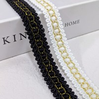 Accessoires vestimentaires de luxe en dentelle perlée rayée avec broderie en fil doré, sexy, noir/blanc, pour robe de mariée, sac, textile de maison