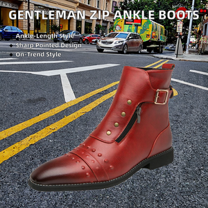 Botas <span class=keywords><strong>de</strong></span> Vestir Romanas <span class=keywords><strong>de</strong></span> Piel Sintética para Hombre, con Cordones, Estilo <span class=keywords><strong>Caballero</strong></span>, Otoño, Verano, Invierno 2024, Punta en Pico, Modelo Sh12238a - Product Image 2