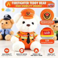 Peluche douce de 4 pouces, ours en peluche policier ou animal en peluche pompier, avec uniforme, porte-clés, pour prix de machine d'arcade de centre commercial et usine