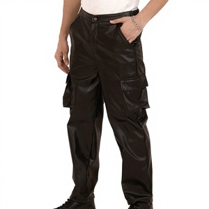 ELYSIAN INDUSTRIES <b>Men</b> <b>Leather</b> <b>Pants</b> Casual Straight Fit Mid Waist High-quality Daily Wear Classic Winter Zipper Fly Midweight - Product Image 3