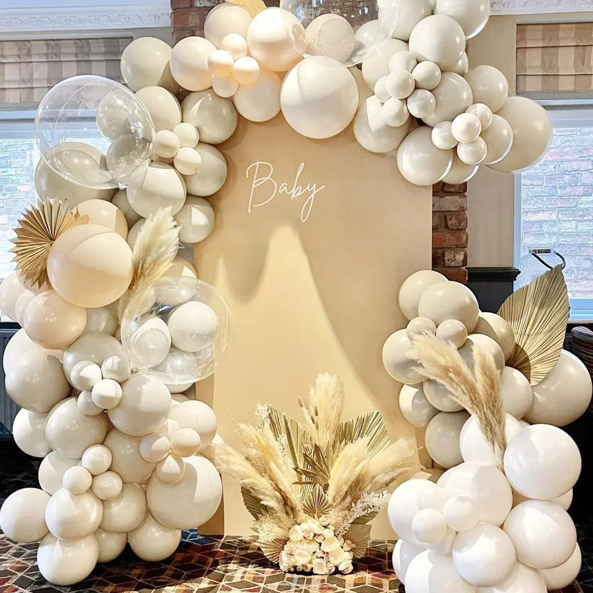 Conjunto de globos de crema bonita de albaricoque blanco arena, globos de varios tamaños para despedida de soltera, boda, Baby Shower, decoración de fiesta de cumpleaños