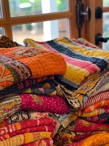 Delantal indio Vintage Kantha Sari Delantal de cocina de algodón con estilo con bolsillos para mujeres y hombres-Venta al por mayor - Product Image 5