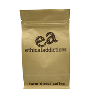 LOGO personnalisé 250g 500g 1000g Kraft sac de poudre de grain de café emballage alimentaire thé Cookie brun artisanat pochette avec valve et fermeture éclair