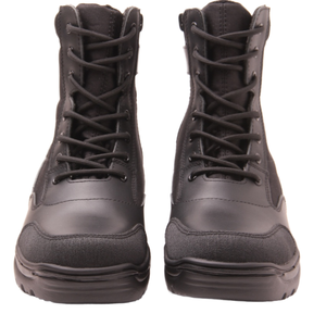 Универсальные черные кожаные ботинки со стальным носком, прочные тактические защитные ботинки для строительства и производства, высокие ботинки с дышащей сетчатой подкладкой и резиновой подошвой - Product Image 3