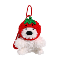 Porte-clés mignon en peluche écologique avec mousqueton, pendentif chien West Highland Terrier, breloque amovible pour sac à dos et chapeaux de fruits, vente en gros