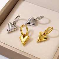 Pendientes de Moda de Acero Inoxidable Hipoalergénicos, Resistentes al Agua, con Baño de Oro de 18K, Diseño de Corazón, Venta al Por Mayor
