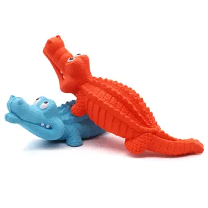 Durable Indestructible Squeaky Interactive Rubber Crocodile Pet Toys Dog Chew Toys