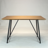 Mesa de teca de madera cuadrada larga con patas de metal Mesa de costos barata