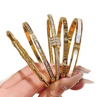 Bracelet jonc étanche plaqué or 18 carats Resoul, non ternissant, de luxe, pour femme, idéal pour les soirées