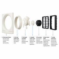 Ventilateur extracteur d'air carré domestique de 8 pouces avec LED, design anti-moustiques, 28W, faible bruit, multi-tension, pour cuisine et chambre, garantie 1 an