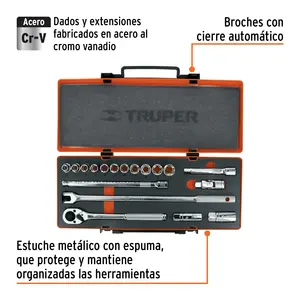 Juego de 18 herramientas de 1/2 pulgada (12,7 mm) cuadradas para mecánicos - Product Image 1