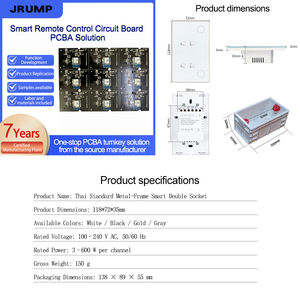 <span class=keywords><strong>Tuya</strong></span> สมาร์ทไวไฟ2ช่องมาตรฐานประเทศไทย, แผงกระจกนิรภัย ABS กรอบ16A สวิตช์อัจฉริยะที่รองรับอเล็กซา - Product Image 2