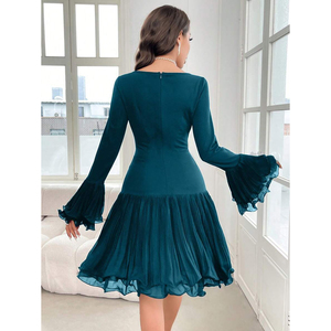 Vestido de Noche Elegante y Moderno con Cintura Alta, Estilo Casual, para Primavera/Verano, con Mangas Acampanadas, Diseño Personalizado OEM/ODM - Product Image 6