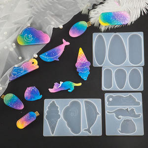 Paquete de 4 piezas de pinza de pelo geométrica de gato, joyería, Molde de resina de fundición, pinza de pelo de ballena en la nube, molde de silicona - Product Image 1