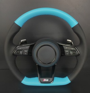 Volant personnalisé bleu et noir en cuir et fibre de <span class=keywords><strong>carbone</strong></span> pour Volkswagen Golf GTI R Line - Amélioration sportive - Product Image 1