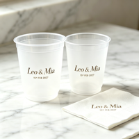 Fournitures pour cafés : Gobelets en plastique jetables avec couvercle, 12oz, 16oz, 9oz, 8oz, pour mariage, Vasos Plastico, gobelets à thé au lait, impression du nom CREST